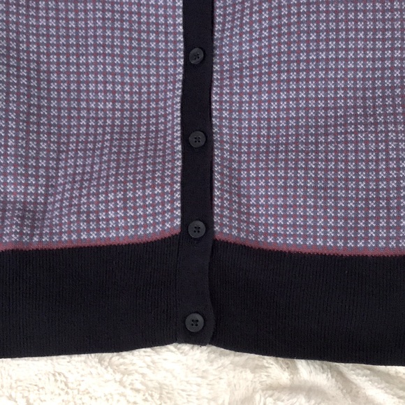 GH Bass Sweater Cardigan Soft Acrylic Medium Pink Navy Blue Patterned - Picture 4 of 6